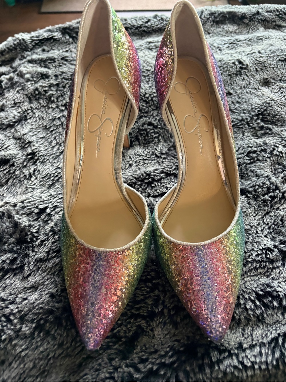 Jessica Simpson Multicolor Glitter Pointed-Toe Heels